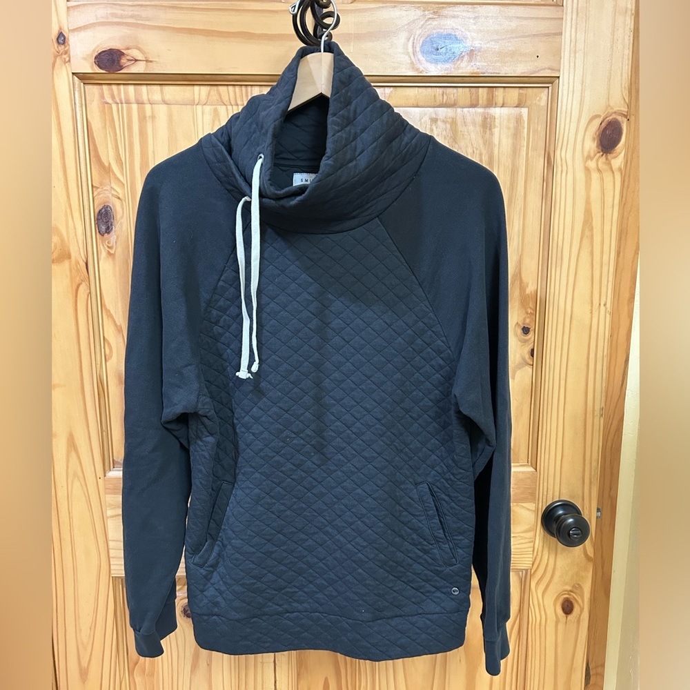 Smith & Rogue, M, Black Quilted Funnel Neck Sweatshirt, EUC